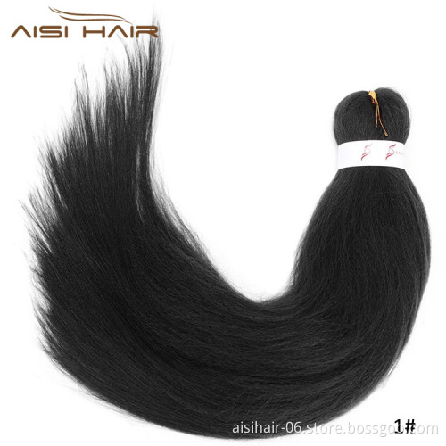Aisi Hair Multi Color 20 26 Inch Easy Braids Synthetic Yaki Fiber Hair Bulk Jumbo Crochet Pre Stretched Synthetic Braiding Hair